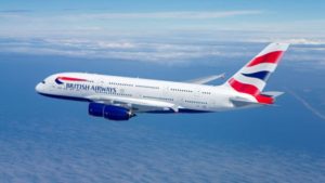 British Airways passenger plane in flight