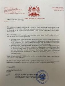 Kenya Lifts UK Passenger Flight Restrictions